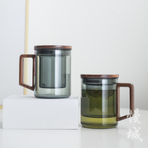 Cittaslow town Qingya tea cup Household heat-resistant glass tea cup Simple cup Japanese tea water separation office cup