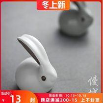 Ru kiln rabbit ice cracking tea pet gooyao kiln open pieces rabbit ruitu kung fu ceramic tea set accessories