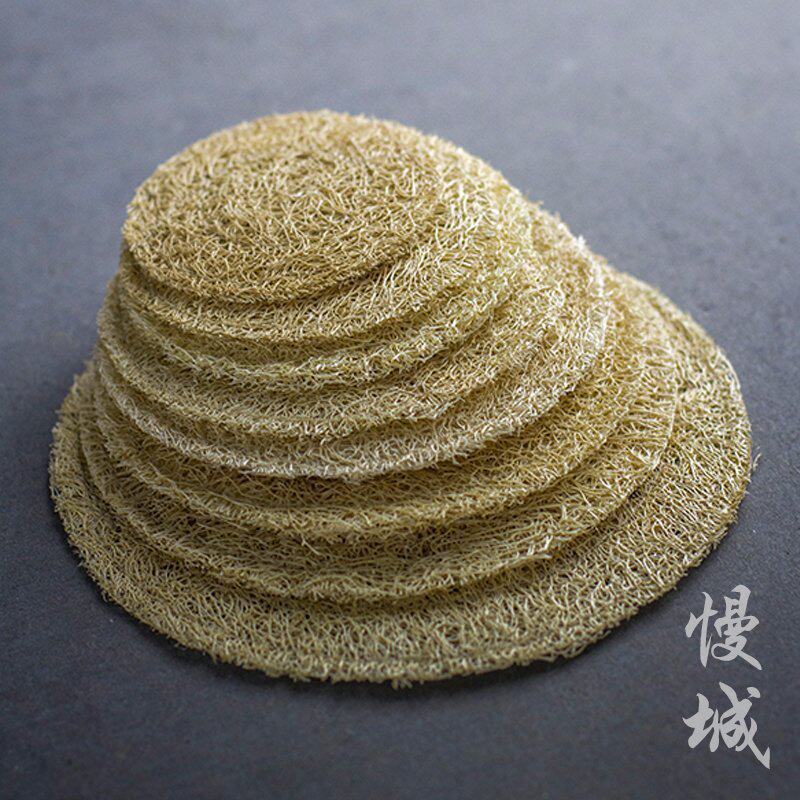 Cittaslow town natural loofah mat maintenance mat Tea mat Teapot mat Tea set accessories Loofah coasters Pot bearing mat