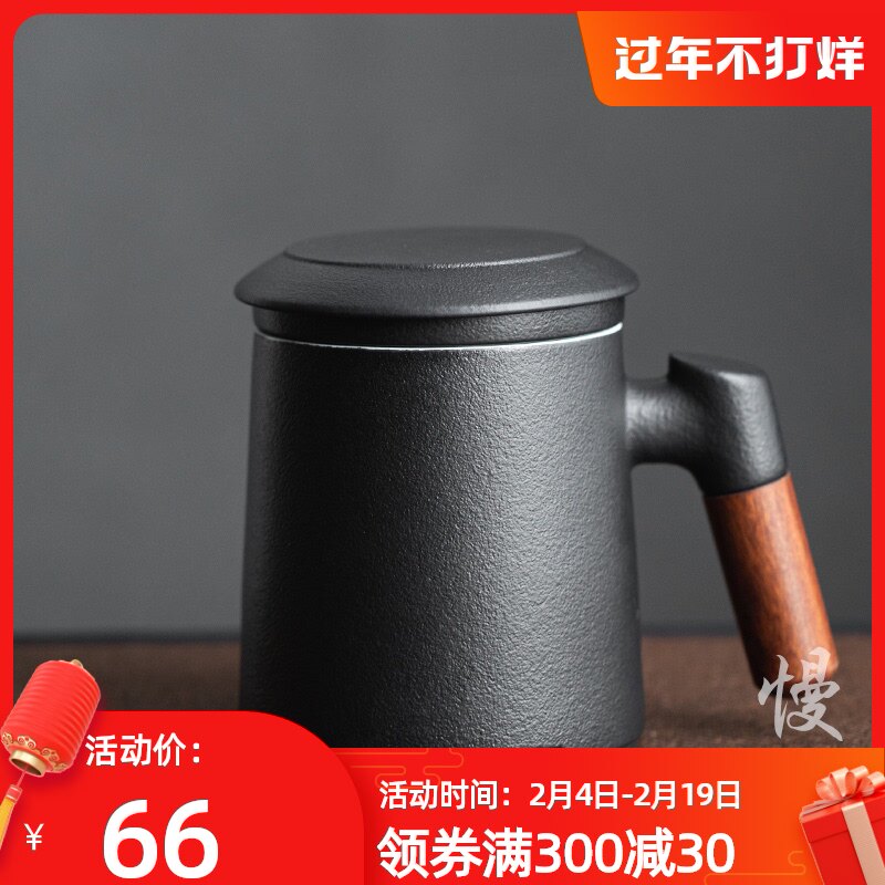 Palace Office Cup Ceramic Cup Flower Tea Cup with lid filter home custom logo tea separated tea cup