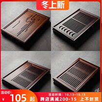 Bamboo tea tray household bamboo tea tray simple water storage and drainage tray large solid wood tea kung fu tea set