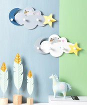 Wall punch-free adhesive hook creative cute childrens room bedroom hanger wall decoration entrance shelf
