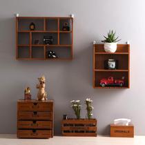 Solid Wood living room wall decoration home wooden nine-grid shelf Wall Wall decoration clothing store wall creative wall decoration