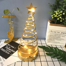 Christmas mini wrought small Christmas tree desktop ornaments glowing window bedroom set Nordic creative decorations