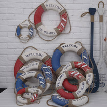 Mediterranean style decorations retro old fishing nets Lifebuoy swimming ring wall decoration window hanging wall decoration
