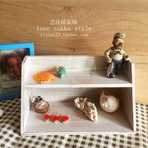 ZAKKA grocery decoration ornaments Wooden old solid wood double trapezoidal flower rack storage creative box storage