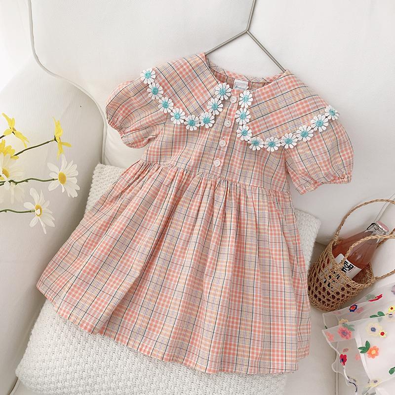 Children's Clothing Girls 2021 summer new style little daisy dress baby Cotton plaid skirt Girls summer princess dress