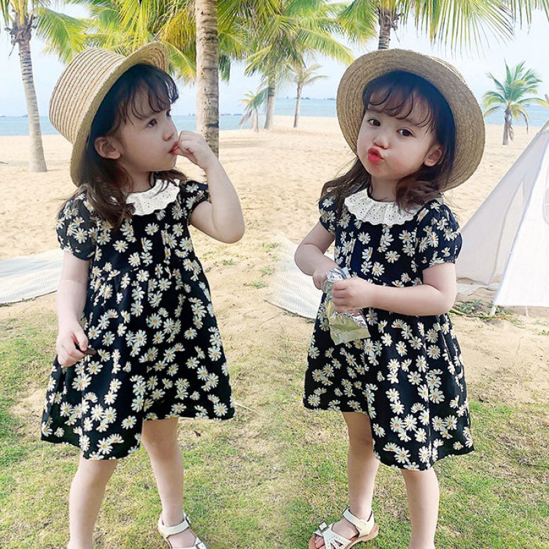 Girl Foreign Dress Summer Dress Doll Collar Princess Dresses Small Daisy Children Skirt Black Girl Summer Baby Boy Dress