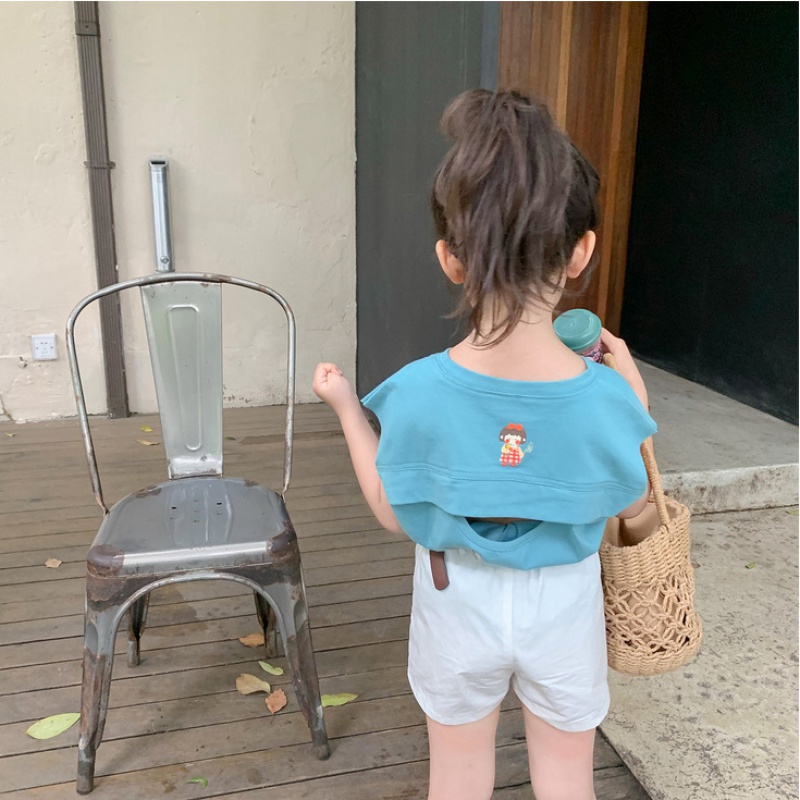 Girl Han Version Loose Pure Cotton Vest Summer Dress New Baby Sleeveless T-shirt Mid-Child Foreign Pie Casual Blouse Tide