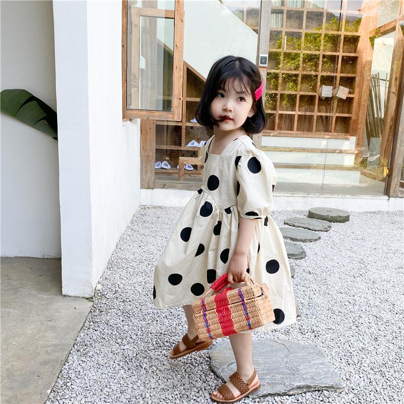 Girls dress summer dress 2021 new Korean version skirt baby children net red ocean school girl polka dot princess skirt