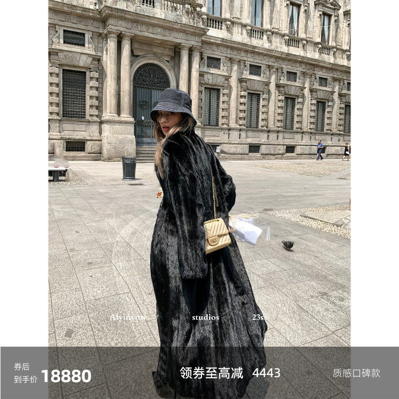 Aying Fur's "Black Ace Contract" Imported Baojia Meiben Black Whole Mink Fur Women's Mink Coat Fur Jacket