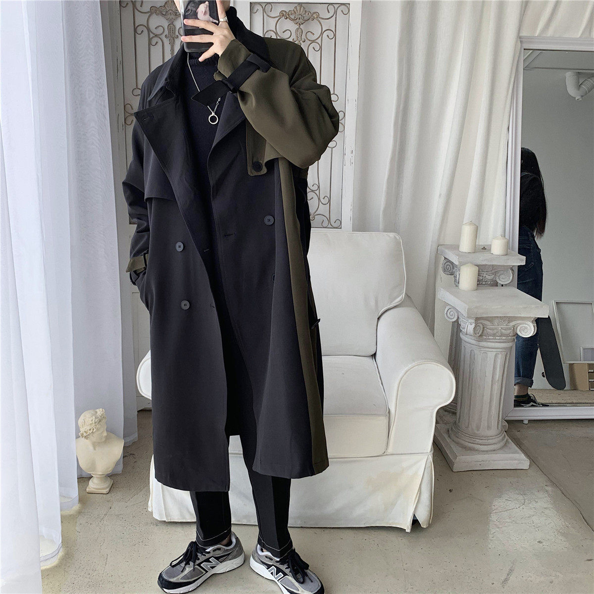 Wind clothes Men's autumn Winter new casual clothes boys Yuppie Handsome Superior Design Sensation Spring Autumn Season Medium Long Version Men's Jacket