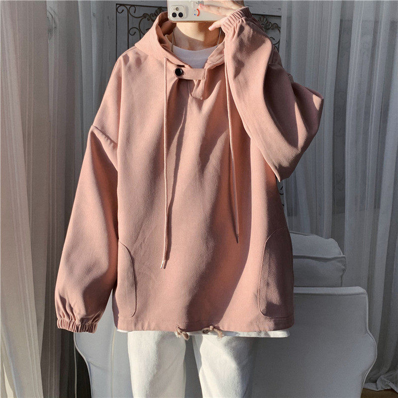 Melody windmill spring hooded sweatshirt men's loose wild top tide ins Hong Kong wind 2021 solid color Korean version jacket