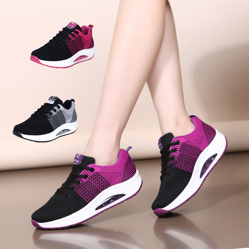 2022 New Dance Shoes Women Flying Loom Breathable Ghost Walking Dancing Shoes Fitness Square Dance Air Cushion Sneakers Dancing Shoes