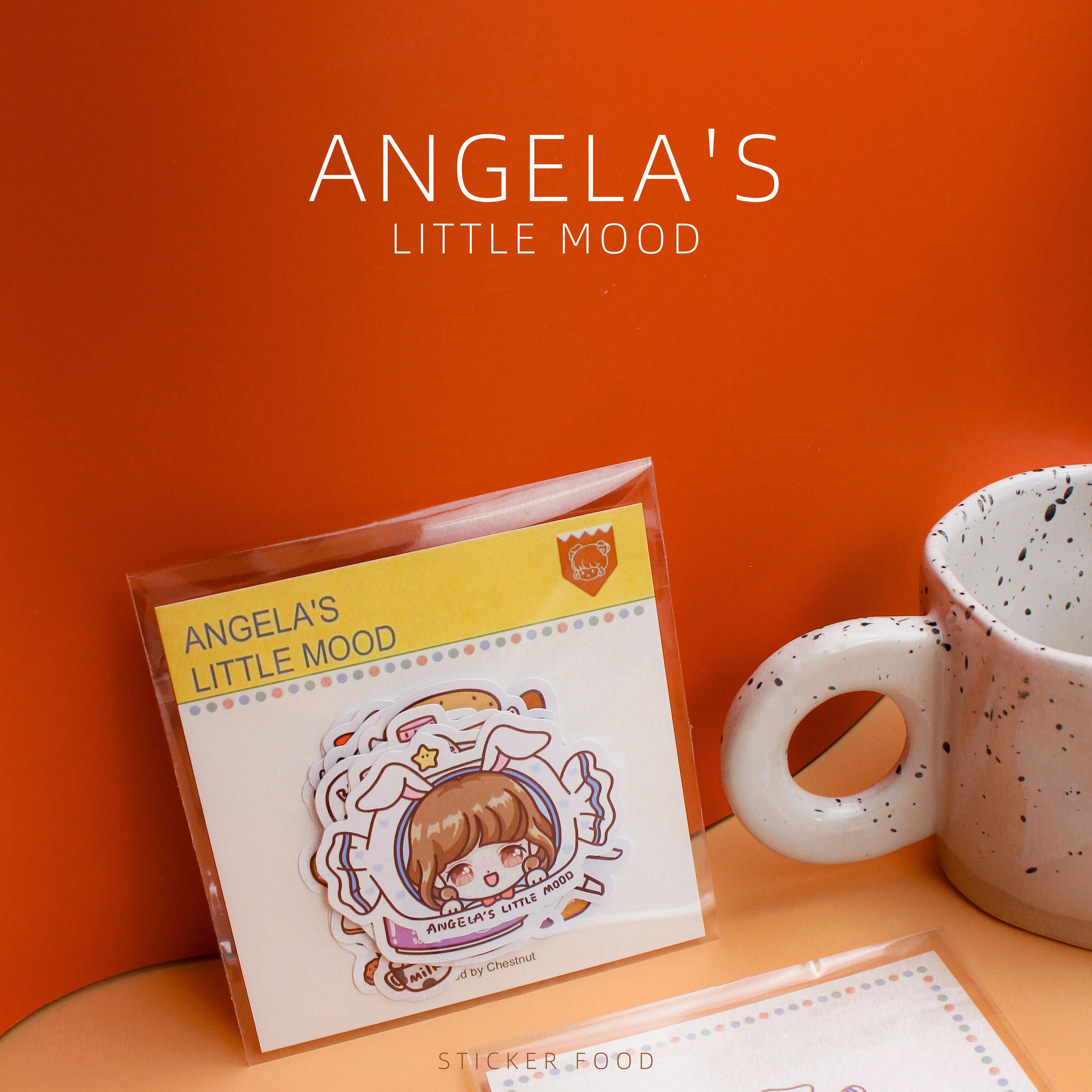 Angela's little emotions original illustration personality cartoon hand-painted self-adhesive sticker PVC pearlescent suitcase sticker