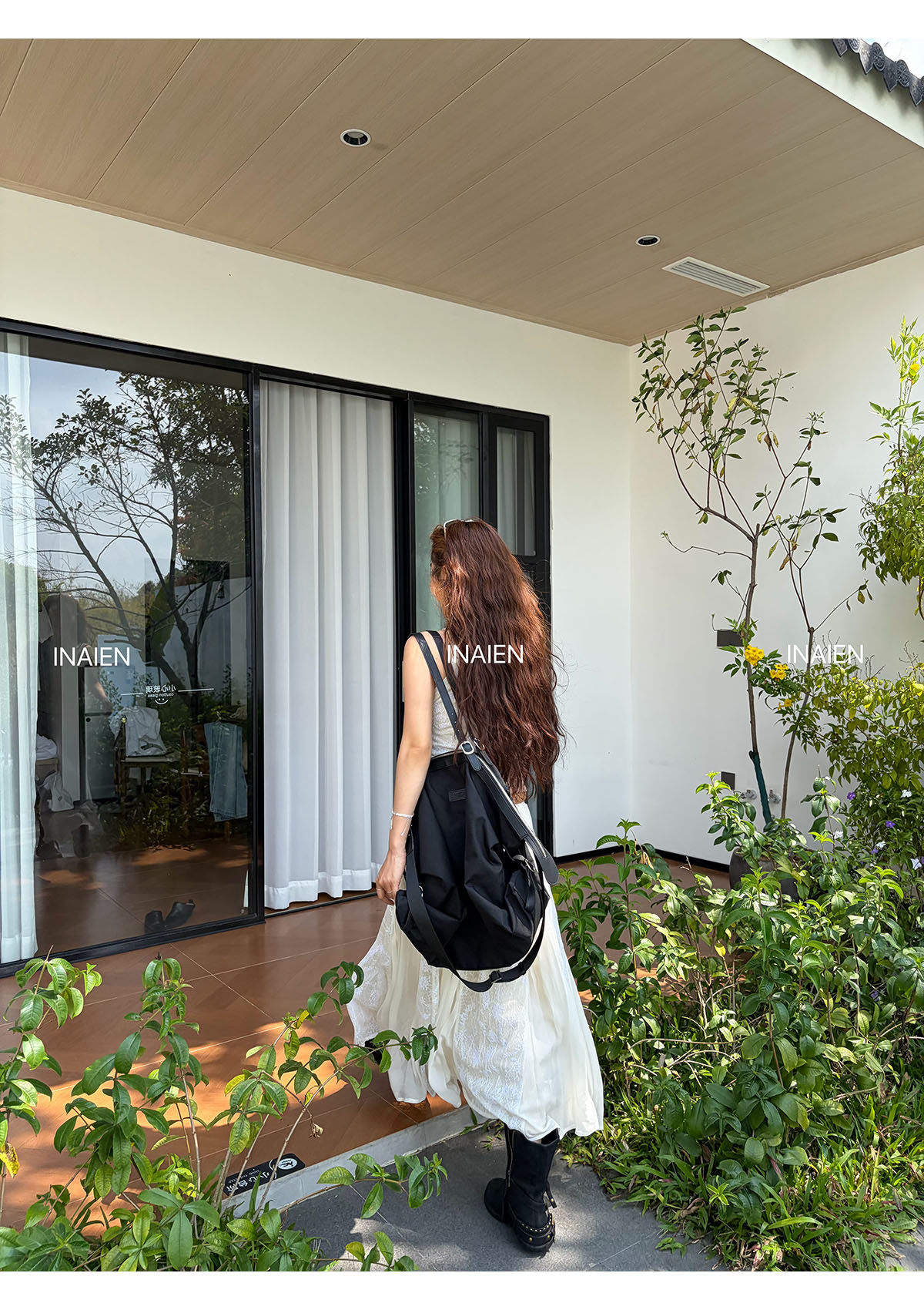 INAIEN笑笑家26 ранняя весна "Кружевная мечта" нежная элегантная кружевная жаккардовая юбка с приталенным силуэтом