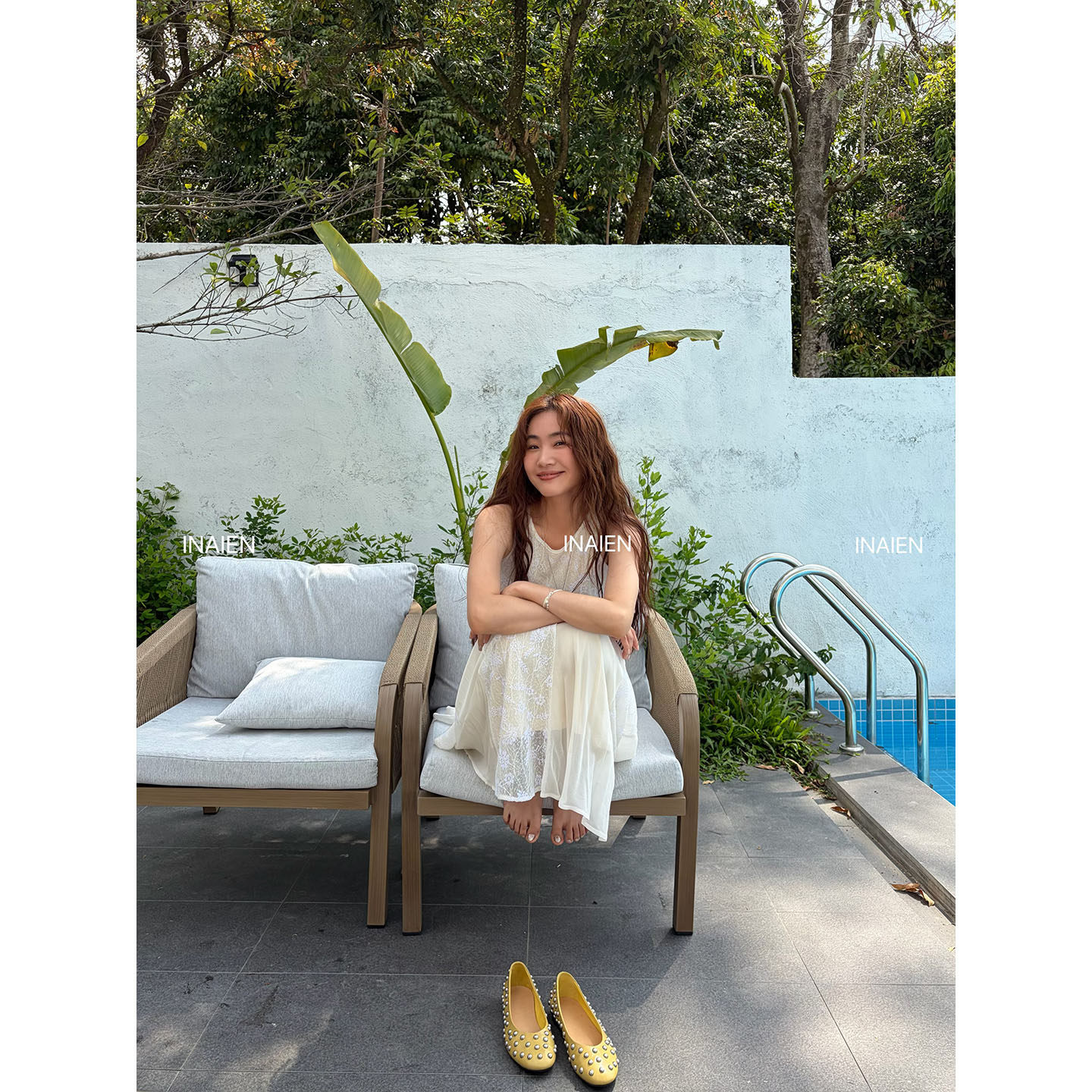 INAIEN笑笑家26 ранняя весна "Кружевная мечта" нежная элегантная кружевная жаккардовая юбка с приталенным силуэтом