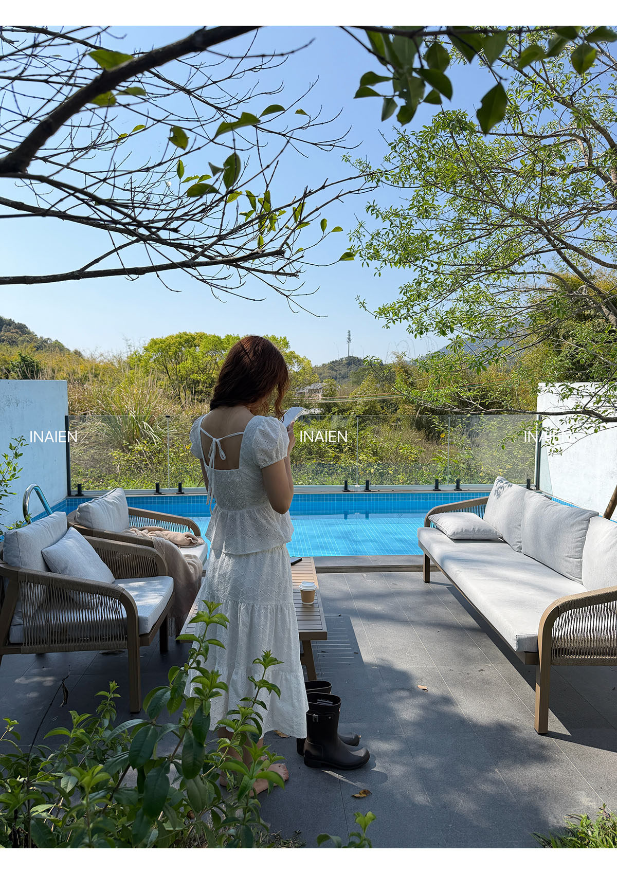 INAIEN26 ранняя весна "беглая принцесса" юбка с утяжкой на талии весна-лето