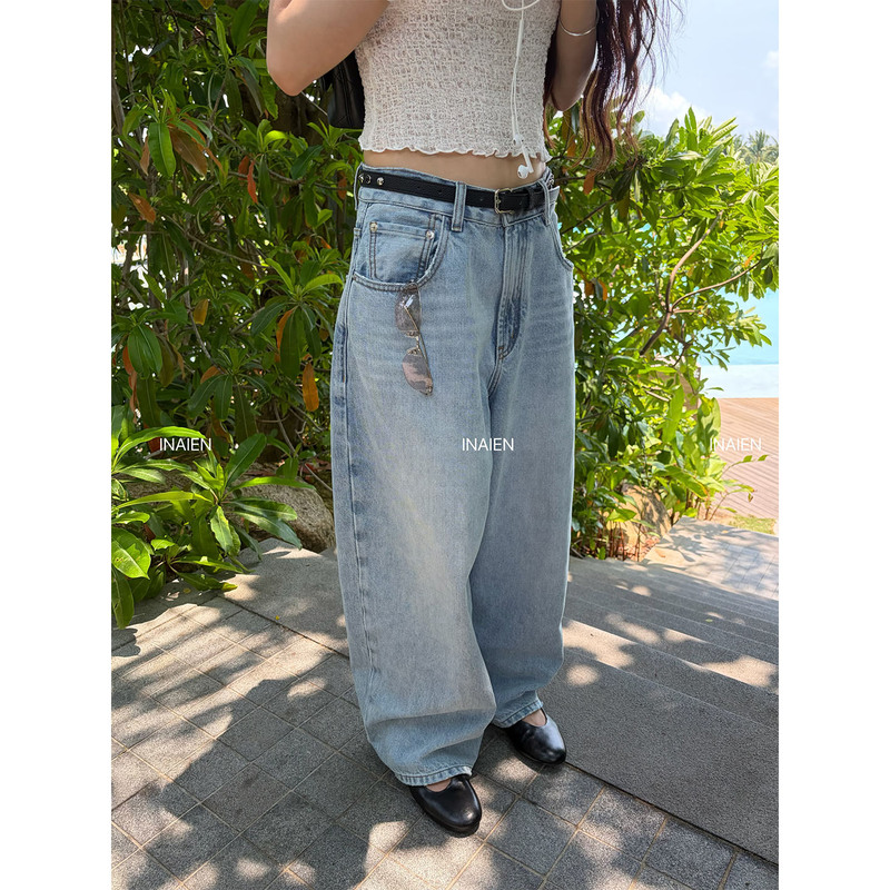 Inaien Laughs and Says, "Denim Magic Pants" - Korean Style New Model, Very Stylish Micro-Curved Carrot Wide-Leg Jeans Inaien Laughs and Says, "Denim Magic Pants" - Korean Style New Model, Very Stylish Micro-Curved Carrot Wide-Leg Jeans