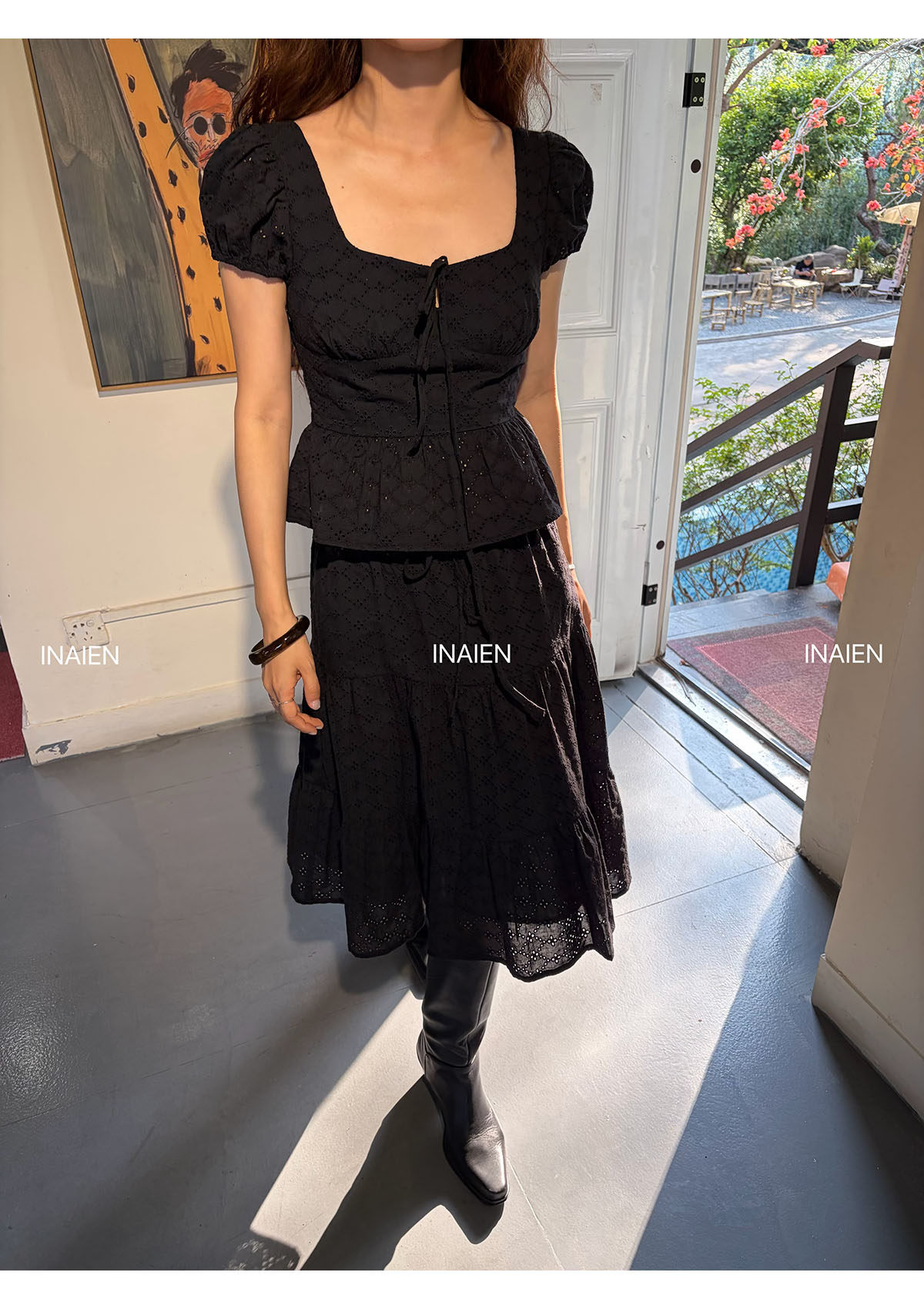 INAIEN26 ранняя весна "беглая принцесса" юбка с утяжкой на талии весна-лето