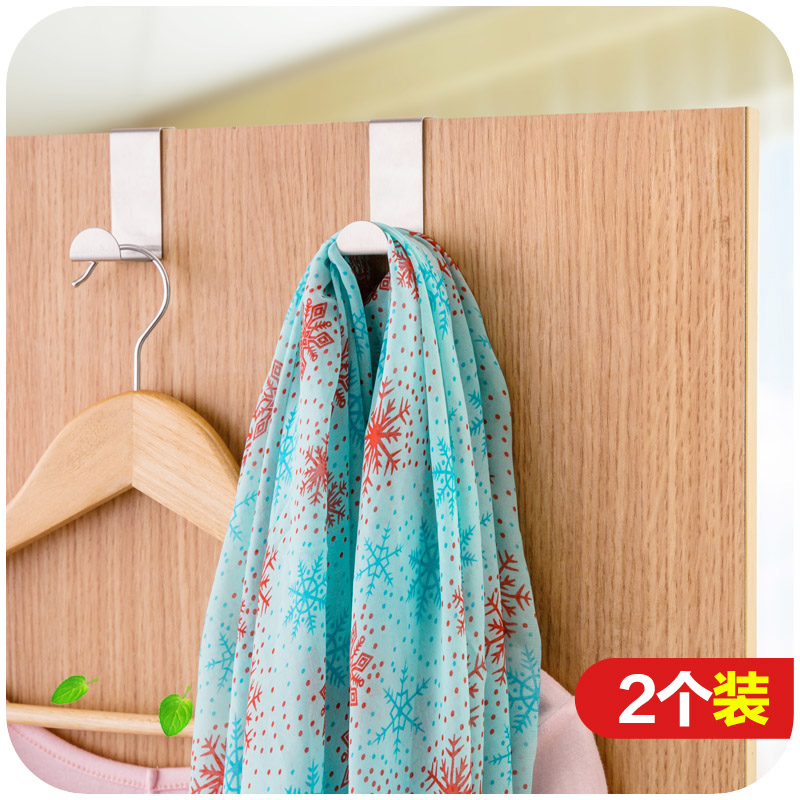 2 clothes stainless steel door back style hood hook clothes rack door rear without mark nail-free kitchen integral cupboard door hanger