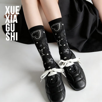 Stories under the boots mulberry silk heavy industry thin mid-calf socks korean style fashion socks