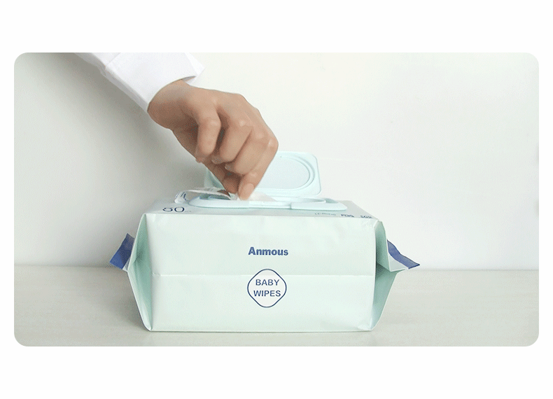 Anmous Amnes lau 80 bơm * 6 khăn lau tay cho bé có nắp khăn giấy ướt không mùi