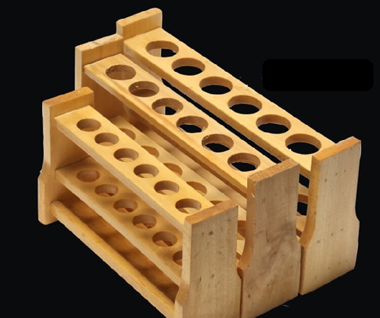 Wooden colorimetric tube rack 10 25 50 100ml 6-hole 12-hole glass wooden tube rack with plug