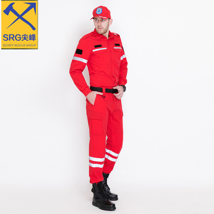 Sharp peak summer red quick-drying emergency rescue suit Fire rescue suit Rescue suit Car rescue suit