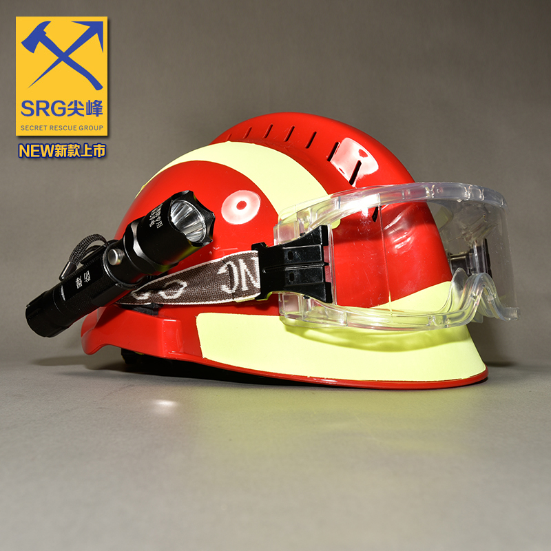 F2 fire rescue helmet red suit with emergency headlamp protective sunglasses 3-piece set