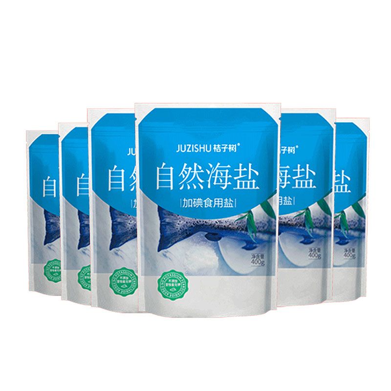 桔子树未加碘海盐无碘食用盐320g*6袋不加不含碘家用食盐无抗结剂