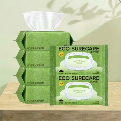 优可舒ECO SURECARE柔护湿巾珍珠纹70g袋装80片X6包提装