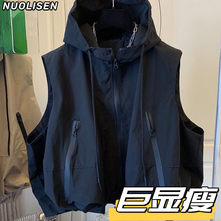European Style Vest for Women 2026 Spring/Summer New Layered Small Vest Versatile Hooded Windbreaker Workwear Vest Trendy