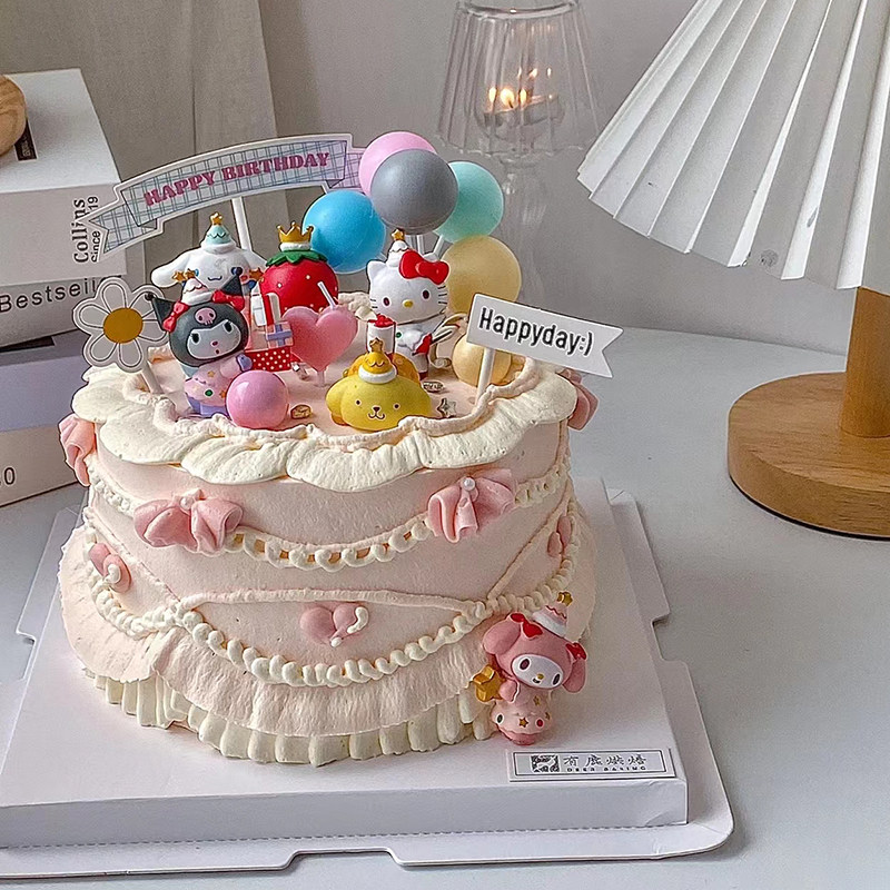 Red Sanli Ougui Dog KT Cat Melleti Cake Decoration Vertical Cartoon Macaron Cake Decoration