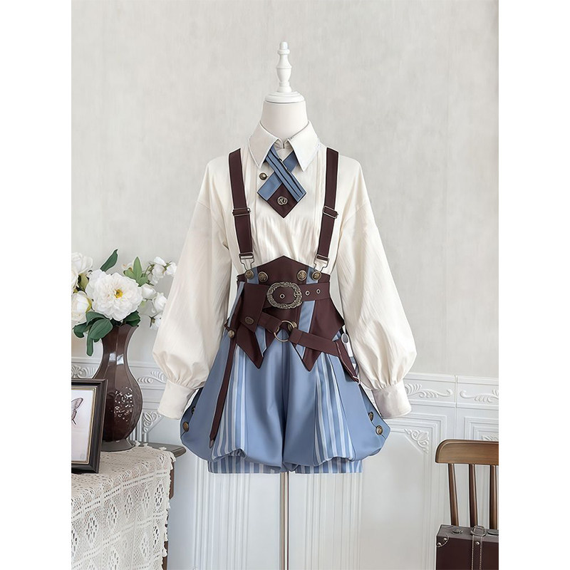 Prince-Style Gothic Bud Shorts with Suspenders, Waist Cincher, Shirt, Lolita Skirt, Cute and Adorable Set, Lolita Skirt