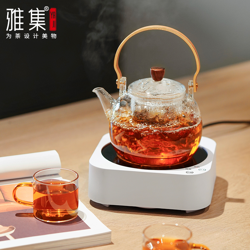 Elegant Tea Set Square Minimalist Touch Intelligent Cooking Tea Stove Black Crystal Stove Home Small Burning Water Old White Tea Cooking Tea