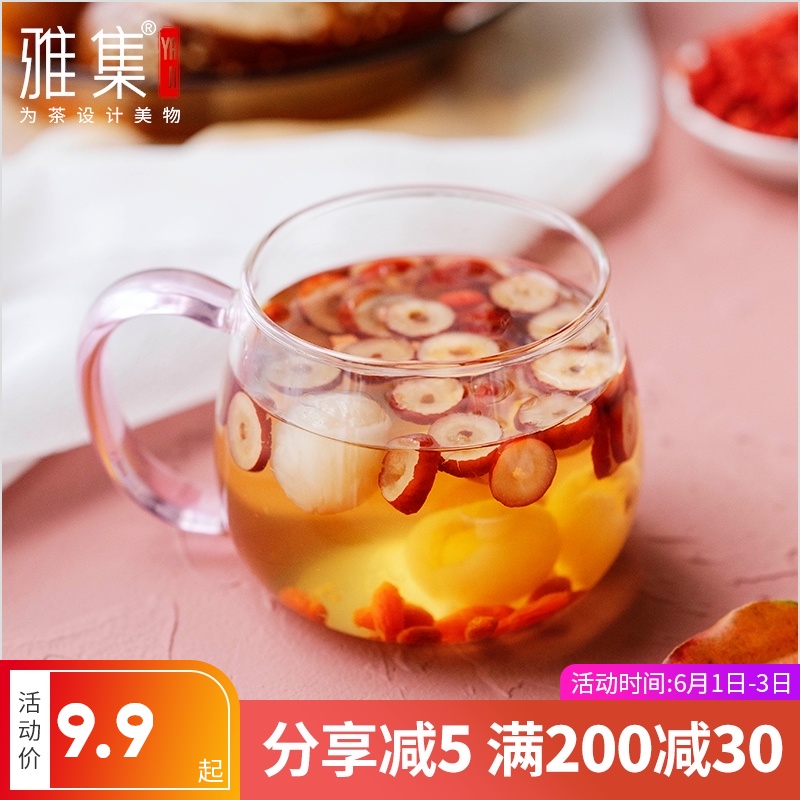 Yaji glass Milk Oatmeal breakfast cup Office lady flower tea cup Tea cup Household water cup Transparent cup