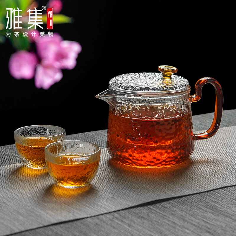 Jepisode Sink Seal Pot Home Tea Maker High Temperature Resistant Tea Set Filter Teapot Single Pot Hammer Grain Heat Resistant Bubble Teapot Suit
