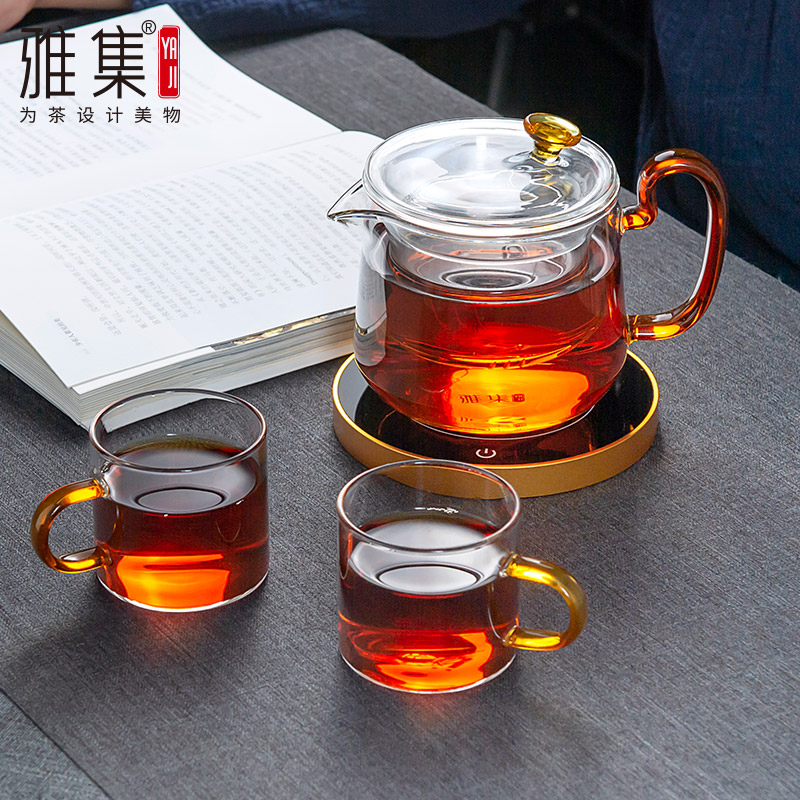 Yaji tea set with constant temperature filter bubble teapot, tea water separation and insulation, tea set with constant temperature base