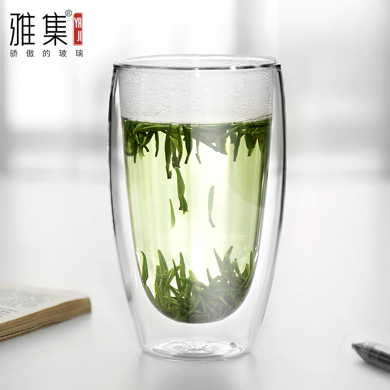 Jepisode double layer home insulation minimalist cup heat and burn-proof thickened glass cup transparent cup coffee cup green tea cup