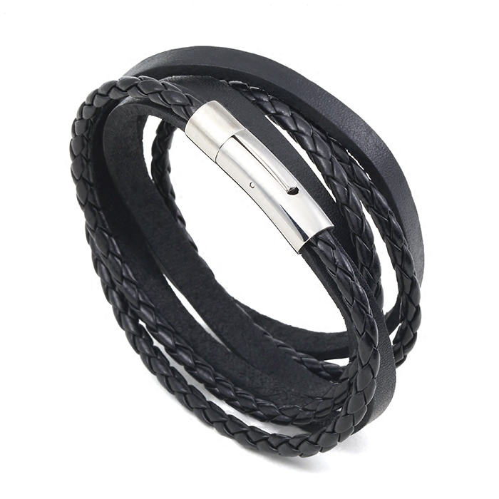 Korean Style Multi-Layered Men's Braided Leather Bracelet, Simple and Fashionable, Trendy Student Couple Casual Accessories for Women