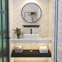 Nordic bilayer marble table washbasin washbasin for home small family type hanging wall-style washbasin bathroom cabinet