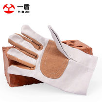 One shield 10 pairs of 174 canvas gloves canvas cowhide thickened labor protection work gloves woodworking welding handling and polishing