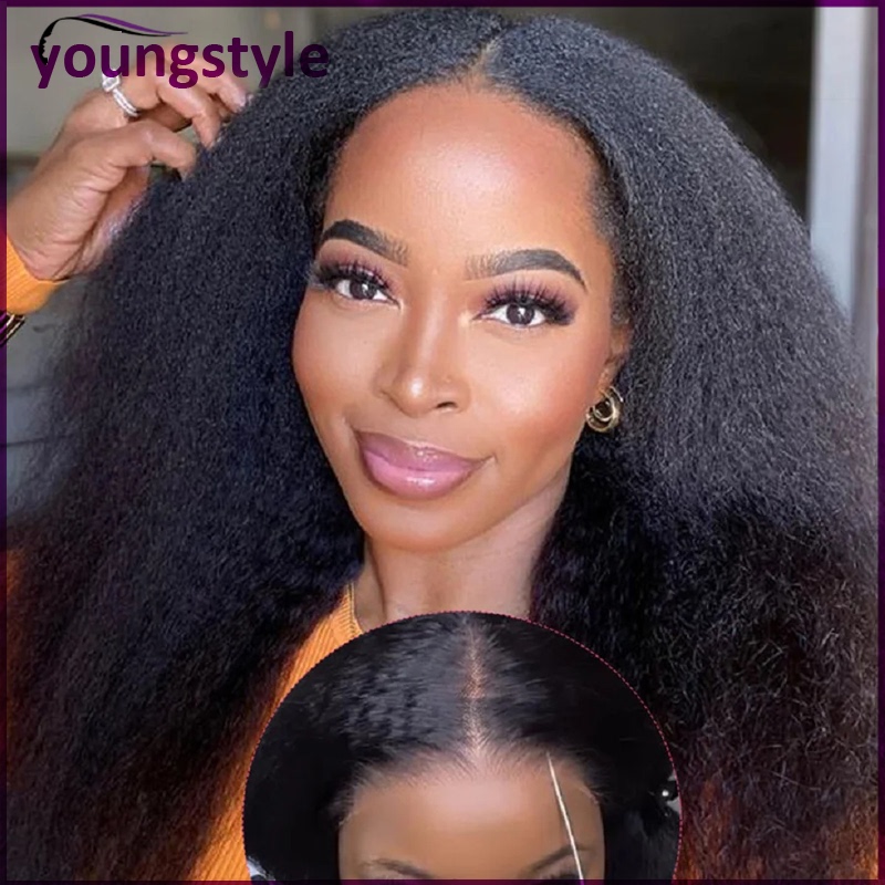 Wear and Go Glueless Yaki Straight Human Hair 4*4 Lace Wigs