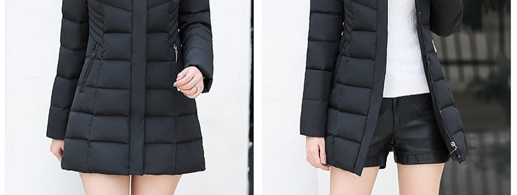 Áo khoác cotton nữ dài 2018 thu đông mới Áo khoác cotton mới phiên bản Hàn Quốc của áo thun cotton mỏng có lông áo phao lông vũ nữ có mũ