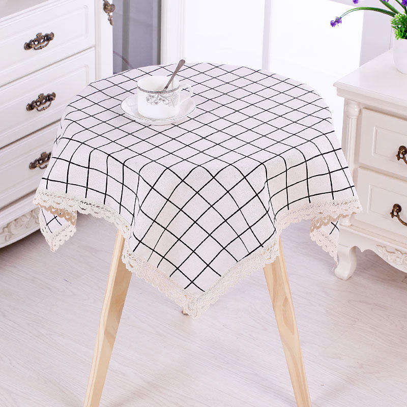 Cotton linen little fresh table cloth cloth art plaid Nordic art desk tea table minimalist modern home rectangle