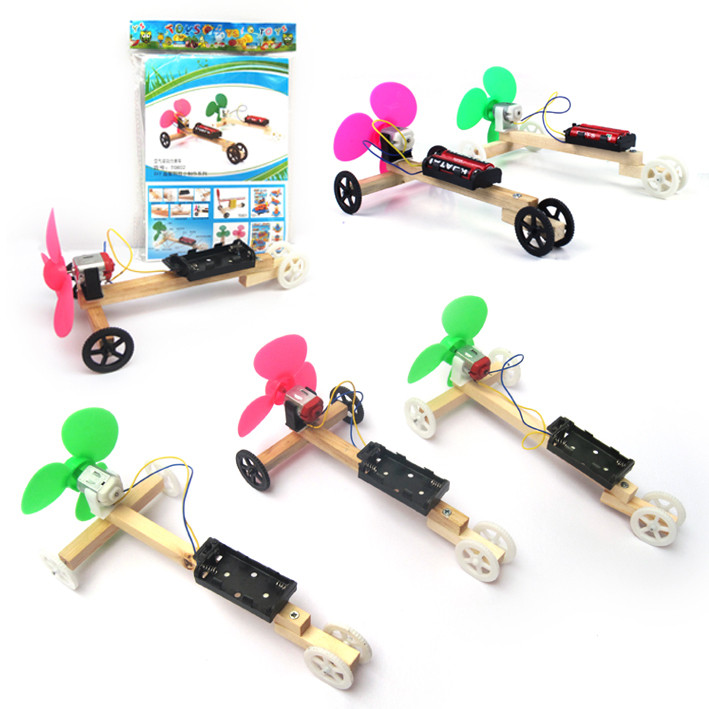 diy wooden electric air paddle power car racing assembly model car model small production gizmo material