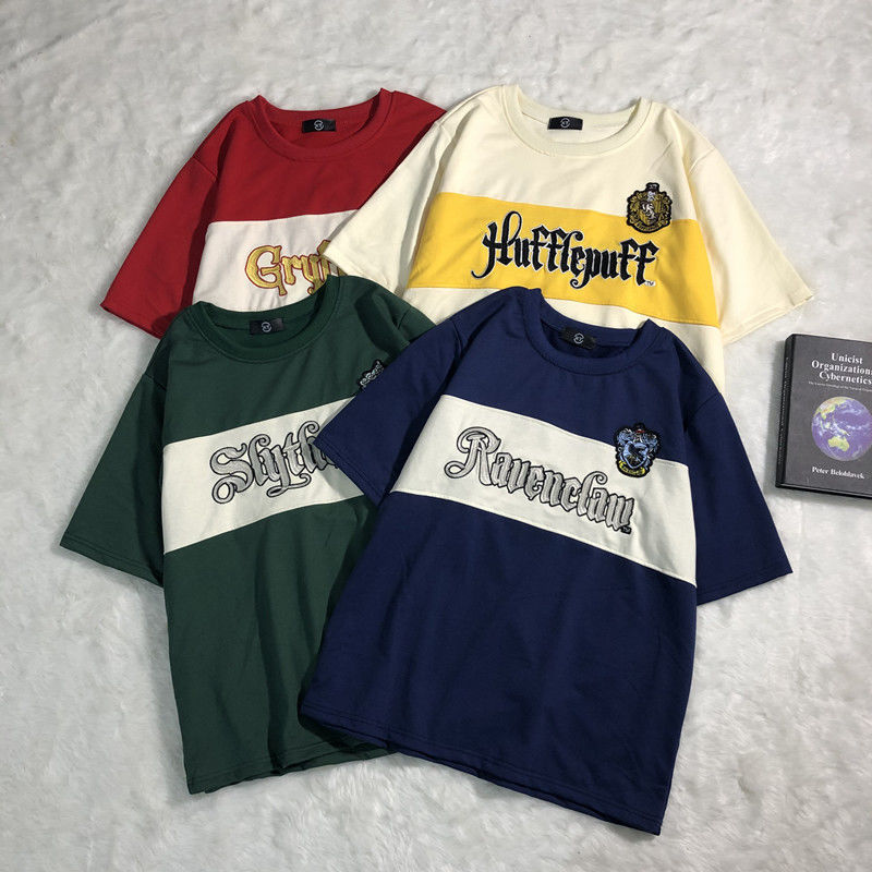 College Style Short-Sleeved T-Shirt Harry Potter Collaboration Gryffindor Slytherin Ravenclaw Hufflepuff