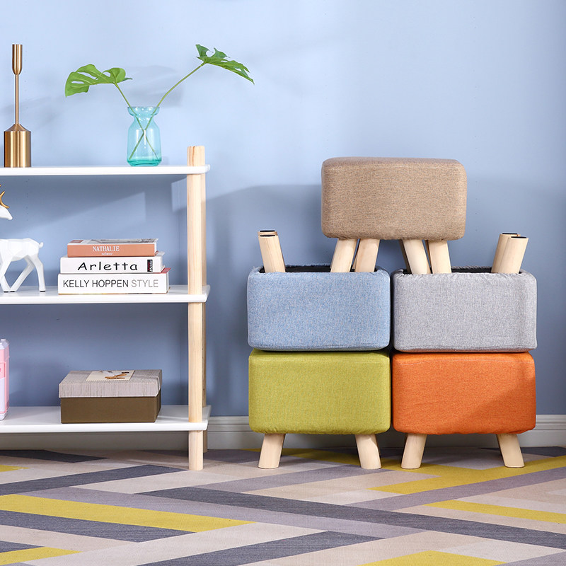 Shoe changing stool home door long stool foot small bench adult fabric footstool net red lazy low stool