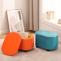 Fabric small stool home stool sofa stool rectangular storage stool Net red wax leather living room entrance shoe stool